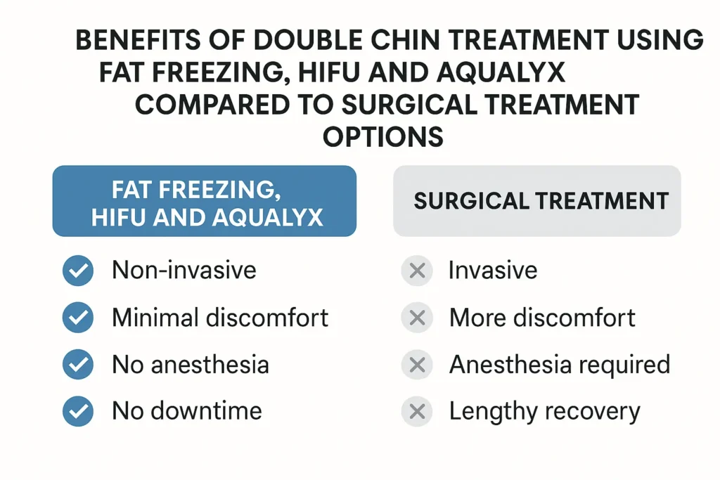 Graphic about the benefits of double chin treatment Woking - from LA LIPO